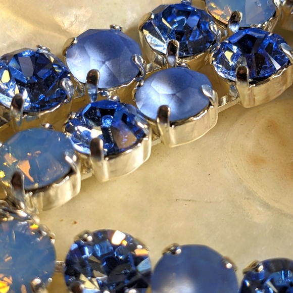 Light Sapphire & Blue Opal Crystal Necklace & Earrings Sterling or Gold Plated - Picture 7 of 8